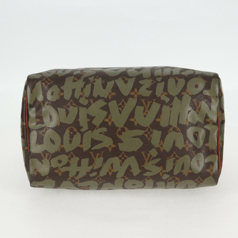 【日本直送】路易威登 Monogram Graffiti Speedy 30 手袋 綠卡其色 M92194 LV Auth MX114SAM-4