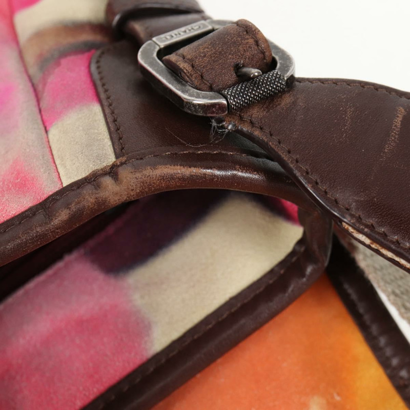 【日本直送】香奈兒刺繡單肩包 粉紅麂皮 CC 正品 120175SAV-9