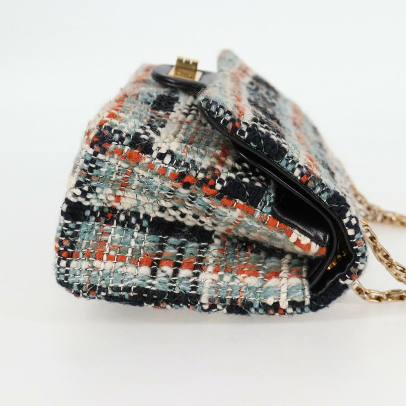 【日本直送】香奈兒 Matelasse 23 鏈條肩背包，斜紋軟呢淺藍色，金色雙C標誌，正品編號 120174SM-3