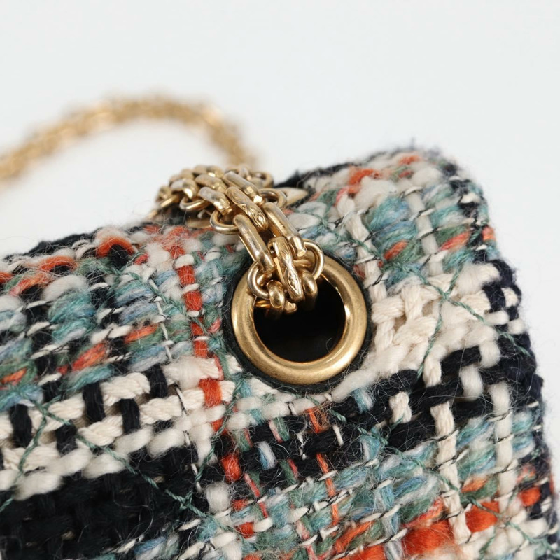 【日本直送】香奈兒 Matelasse 23 鏈條肩背包，斜紋軟呢淺藍色，金色雙C標誌，正品編號 120174SM-20