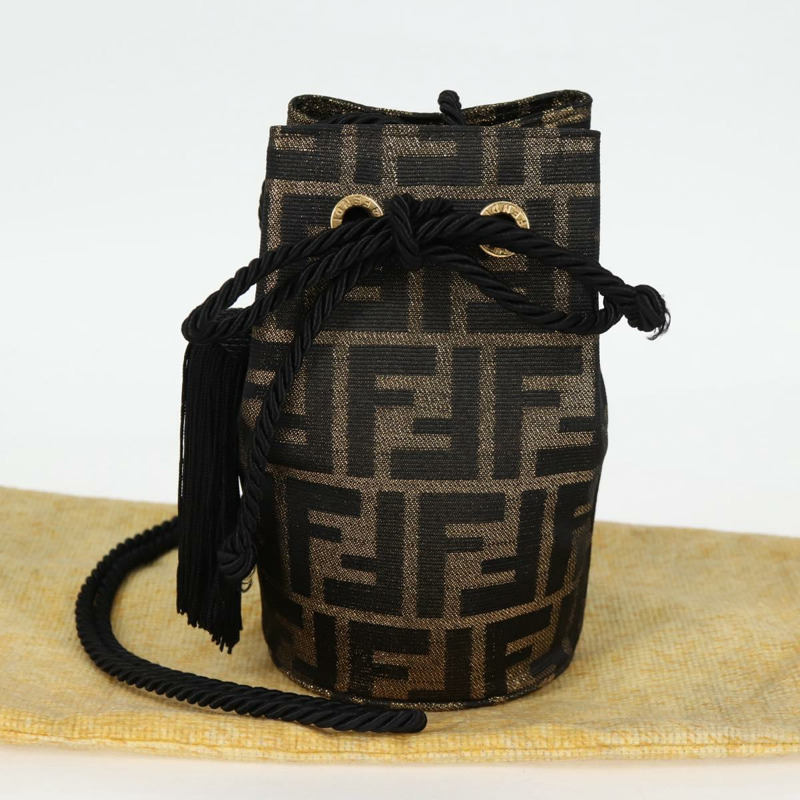 【日本直送】FENDI Zucca帆布單肩包 黑色棕色 正品 120527M-11