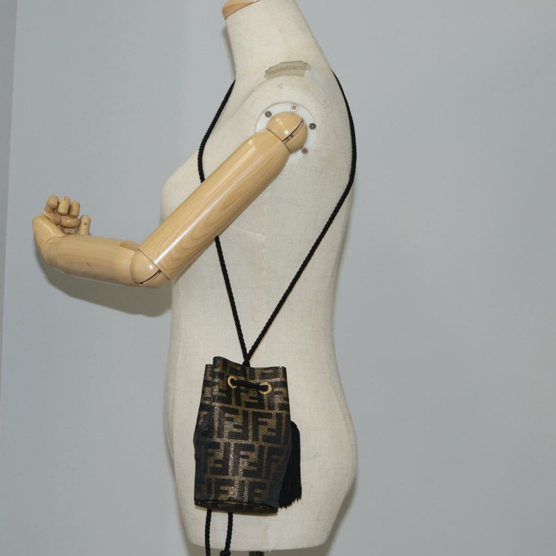 【日本直送】FENDI Zucca帆布單肩包 黑色棕色 正品 120527M-21