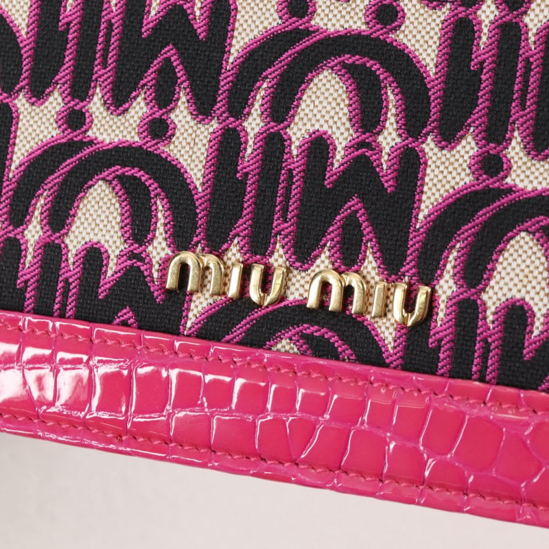 【日本直送】Miu Miu 鏈條單肩包 帆布皮革 兩用 粉金配色 正品 120964SAM-18