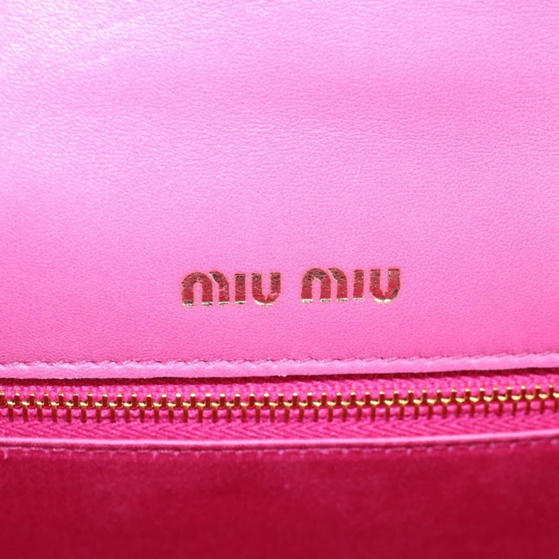 【日本直送】Miu Miu 鏈條單肩包 帆布皮革 兩用 粉金配色 正品 120964SAM-24