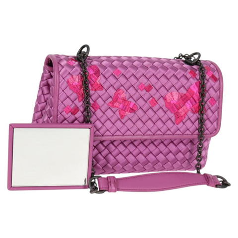 BOTTEGAVENETA INTRECCIATO 鏈條單肩包 皮革 紫色 正品 116278SAM