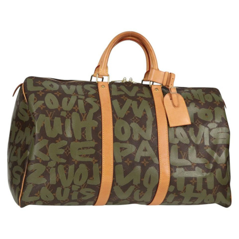 路易威登 Monogram Graffiti Keepall 50 波士頓包 卡其色 M92196 正品 115621SAM