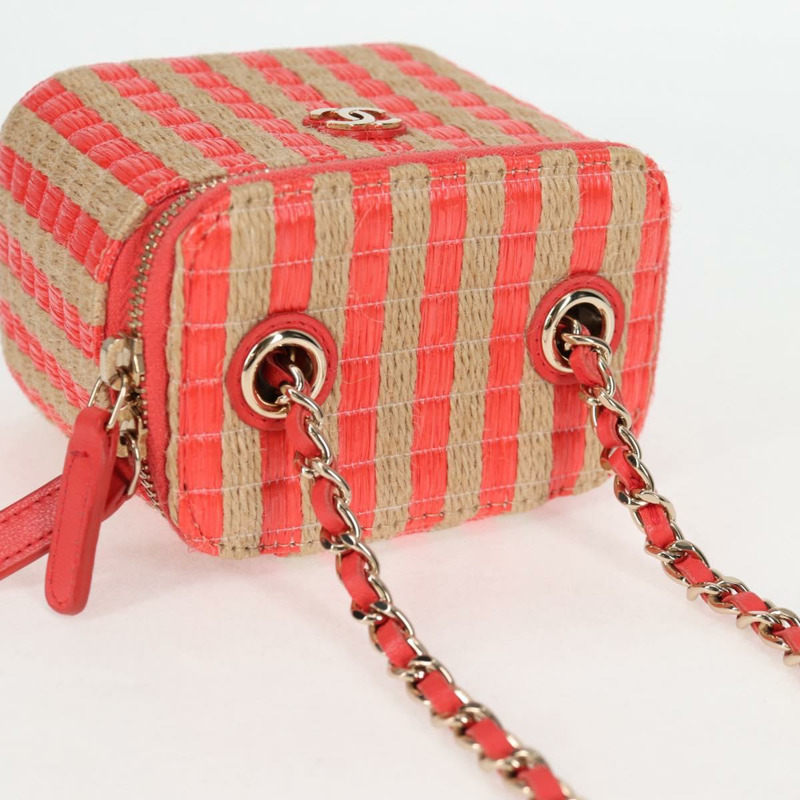 【日本直送】香奈兒 (CHANEL) 鏈條肩背包 草編 米色 金色 CC 標誌 正品 120168SAM-5