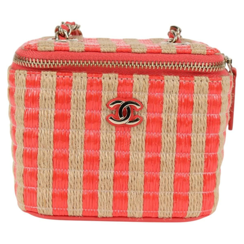 【日本直送】香奈兒 (CHANEL) 鏈條肩背包 草編 米色 金色 CC 標誌 正品 120168SAM-12