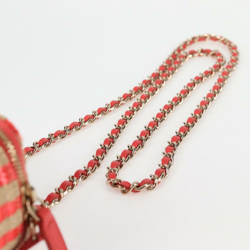 【日本直送】香奈兒 (CHANEL) 鏈條肩背包 草編 米色 金色 CC 標誌 正品 120168SAM-14