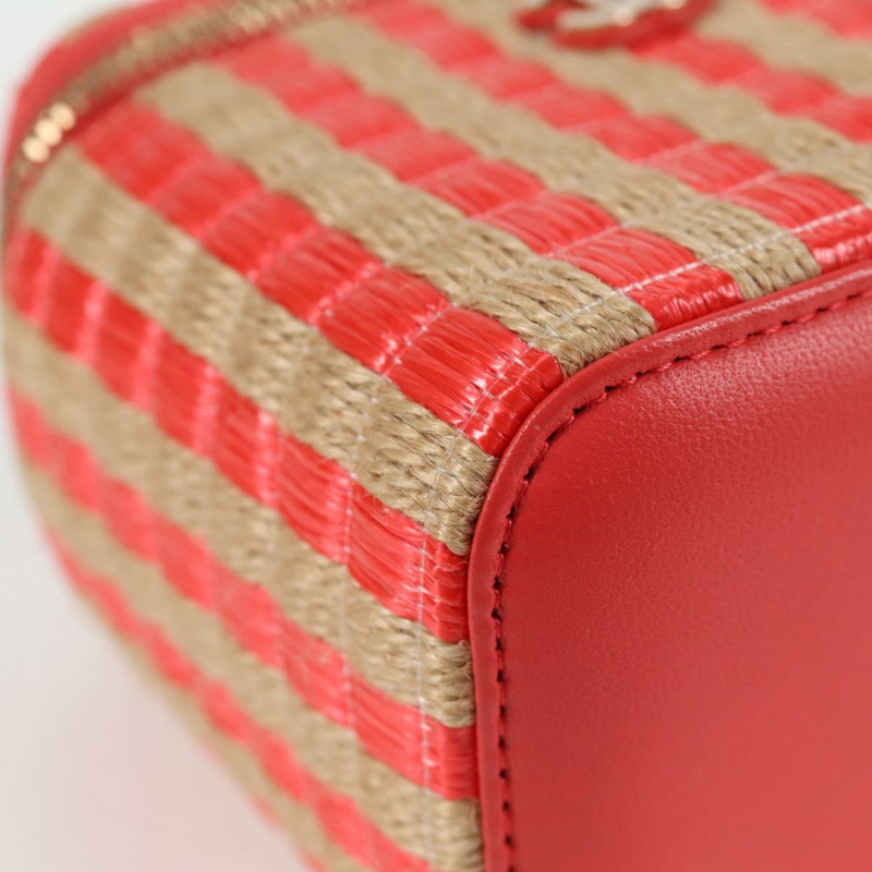 【日本直送】香奈兒 (CHANEL) 鏈條肩背包 草編 米色 金色 CC 標誌 正品 120168SAM-15