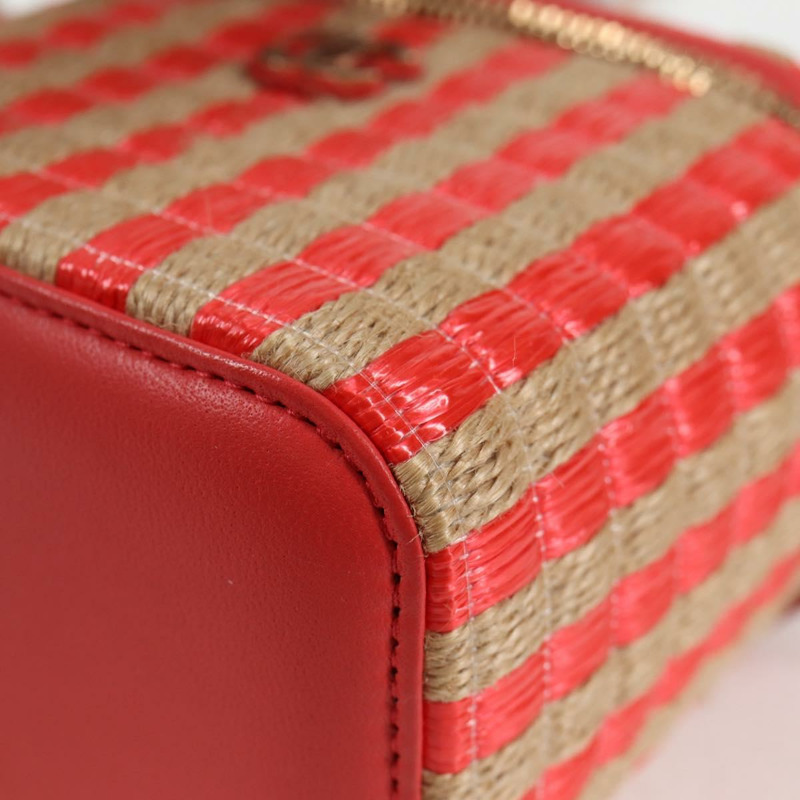 【日本直送】香奈兒 (CHANEL) 鏈條肩背包 草編 米色 金色 CC 標誌 正品 120168SAM-16