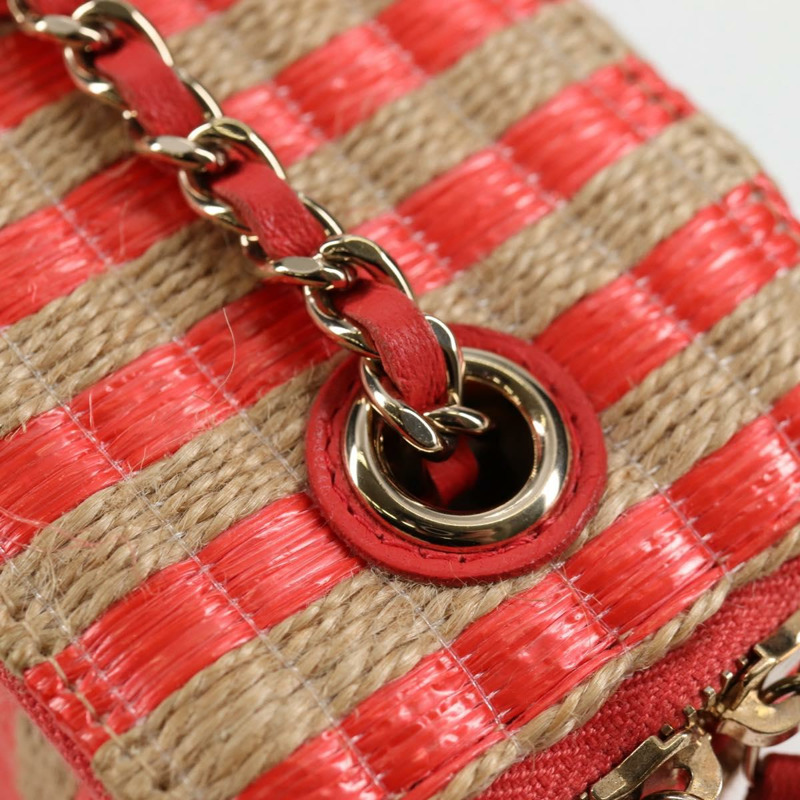 【日本直送】香奈兒 (CHANEL) 鏈條肩背包 草編 米色 金色 CC 標誌 正品 120168SAM-19