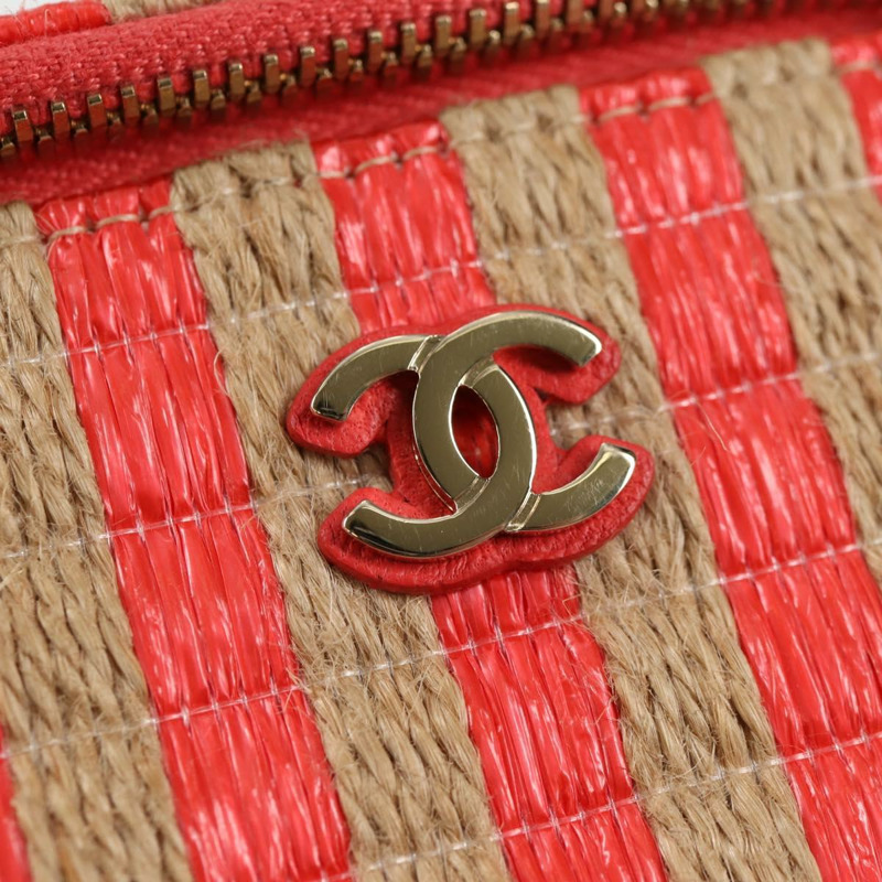【日本直送】香奈兒 (CHANEL) 鏈條肩背包 草編 米色 金色 CC 標誌 正品 120168SAM-20