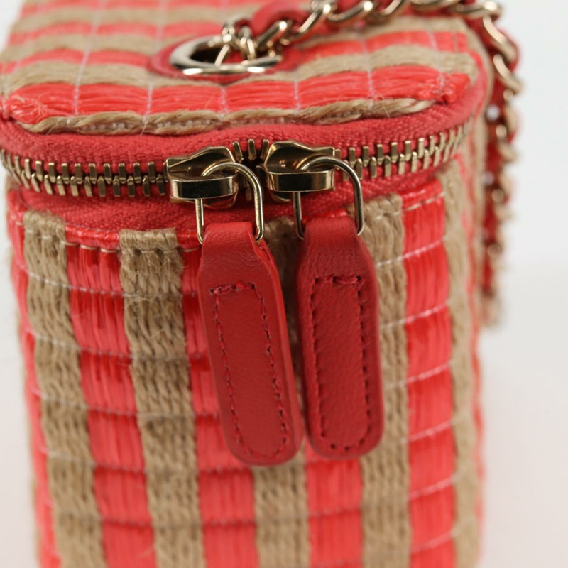 【日本直送】香奈兒 (CHANEL) 鏈條肩背包 草編 米色 金色 CC 標誌 正品 120168SAM-21