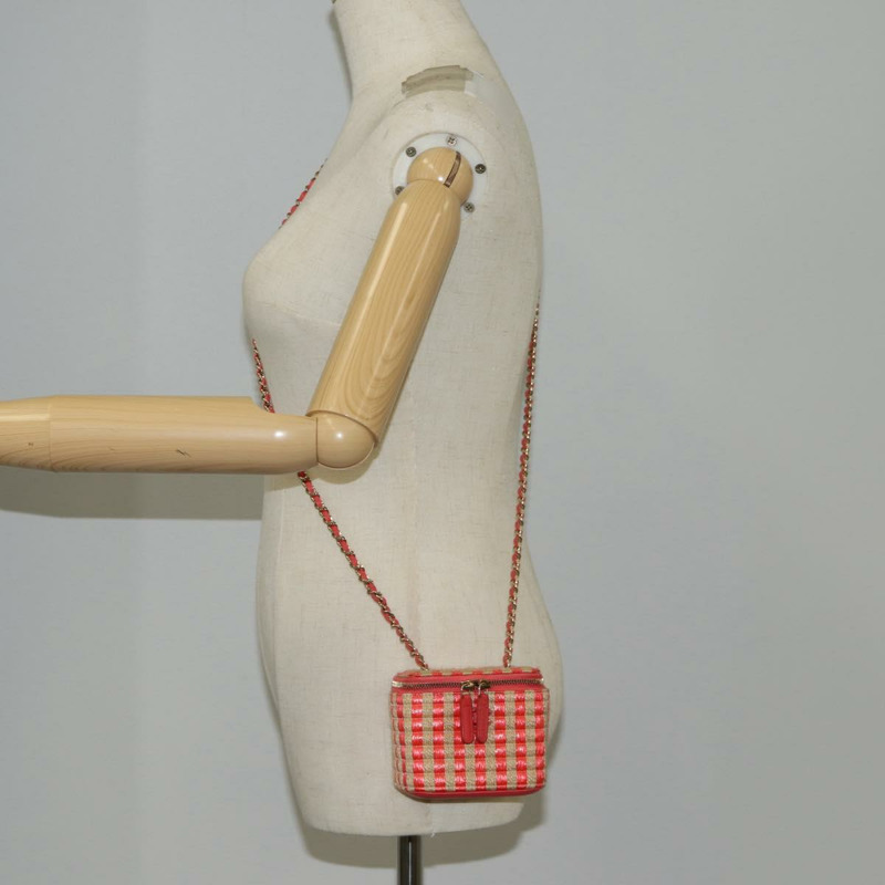 【日本直送】香奈兒 (CHANEL) 鏈條肩背包 草編 米色 金色 CC 標誌 正品 120168SAM-26