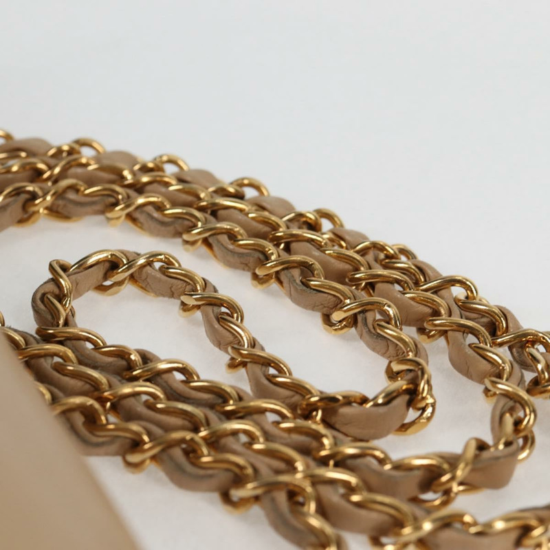 【日本直送】香奈兒 (CHANEL) 絎縫鏈條單肩包，羊皮，米色，金色 CC 標誌，正品 kk467V-7
