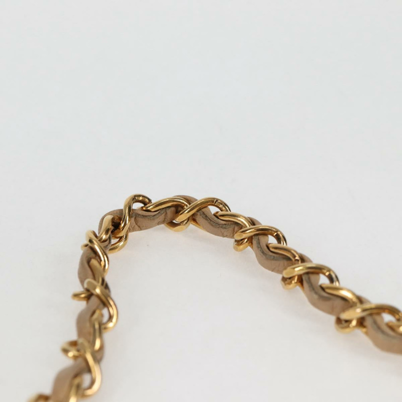 【日本直送】香奈兒 (CHANEL) 絎縫鏈條單肩包，羊皮，米色，金色 CC 標誌，正品 kk467V-13