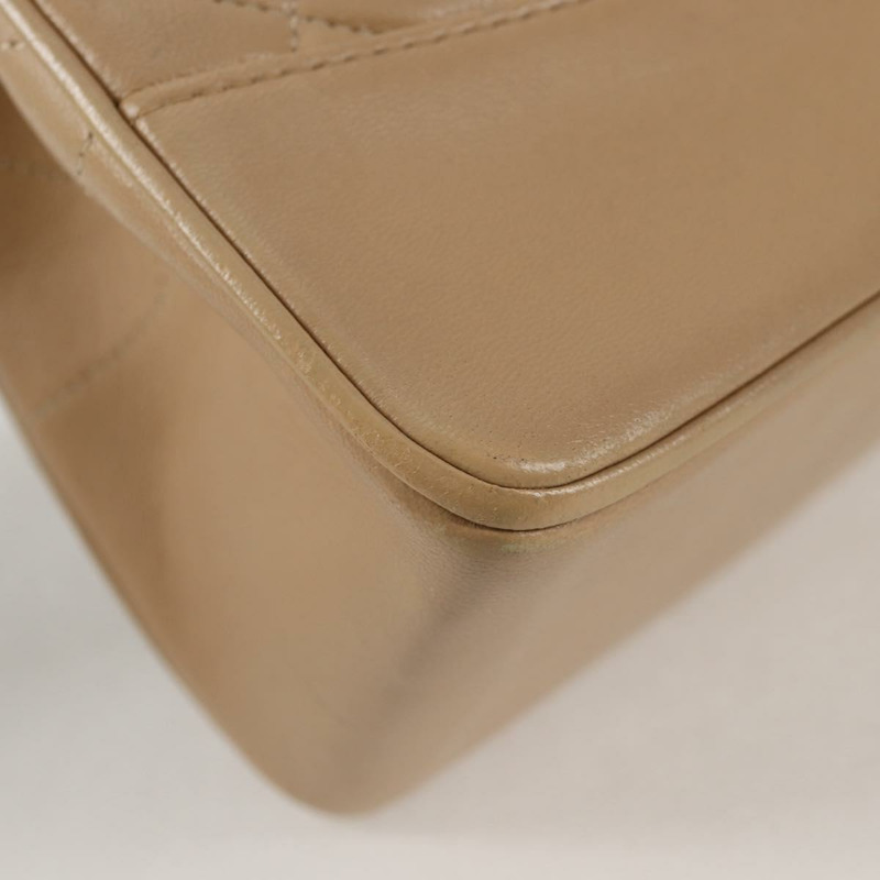 【日本直送】香奈兒 (CHANEL) 絎縫鏈條單肩包，羊皮，米色，金色 CC 標誌，正品 kk467V-17