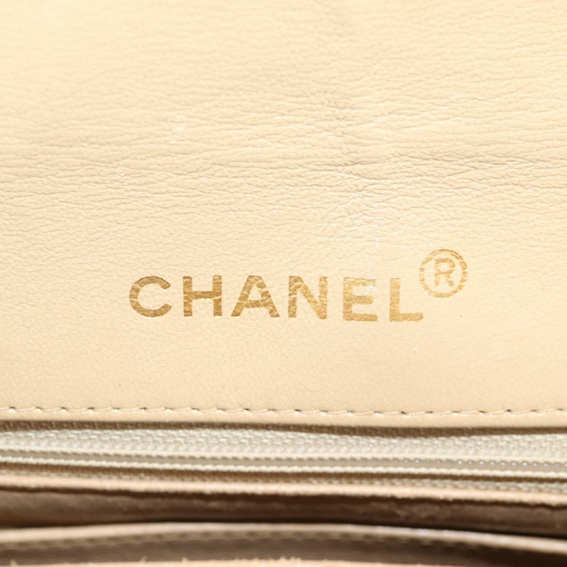 【日本直送】香奈兒 (CHANEL) 絎縫鏈條單肩包，羊皮，米色，金色 CC 標誌，正品 kk467V-22