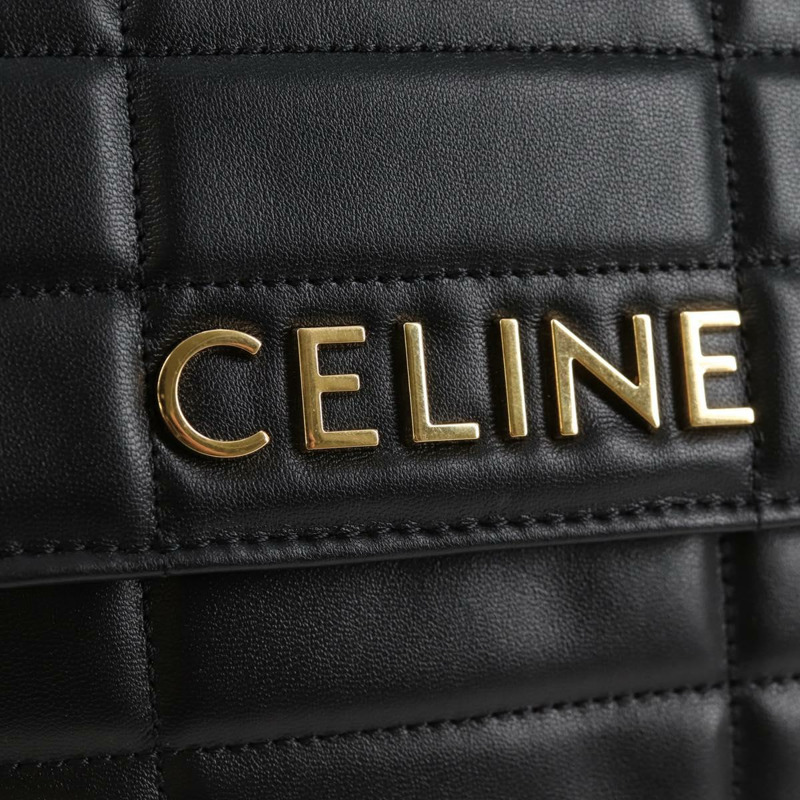 【日本直送】CELINE 鏈條單背包，黑色皮革，金色，正品，貨號 nb466SM-18