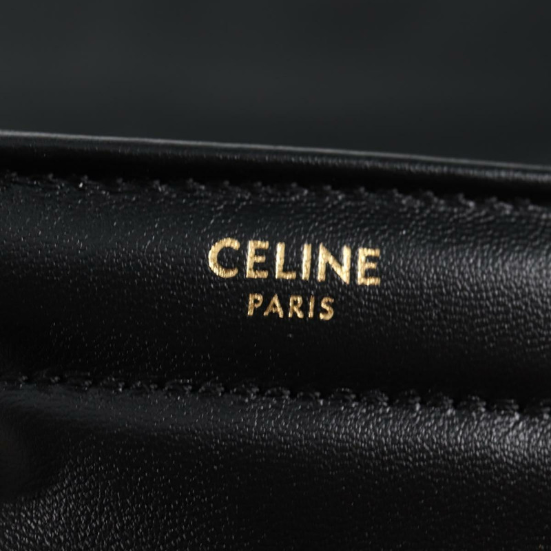 【日本直送】CELINE 鏈條單背包，黑色皮革，金色，正品，貨號 nb466SM-19