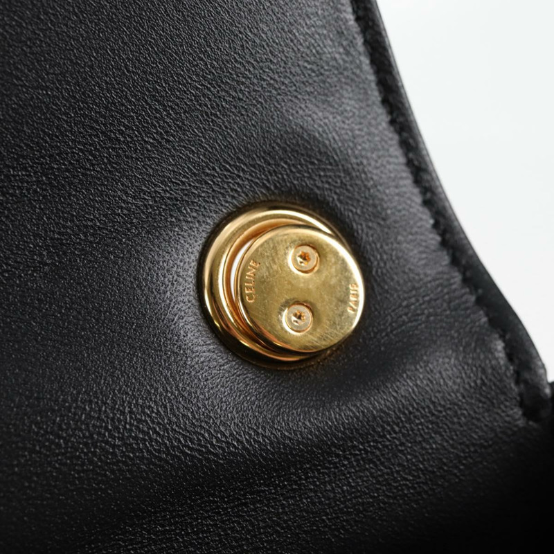 【日本直送】CELINE 鏈條單背包，黑色皮革，金色，正品，貨號 nb466SM-20