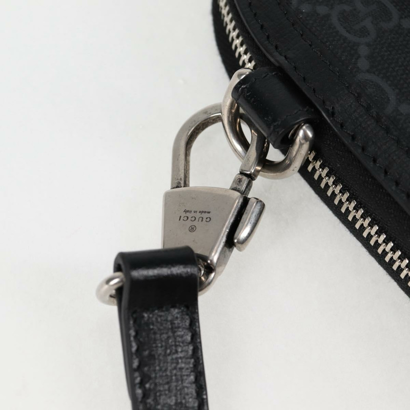 【日本直送】GUCCI GG Supreme 手機支架單肩包 PVC 黑銀 724357 正品 sw385M-8