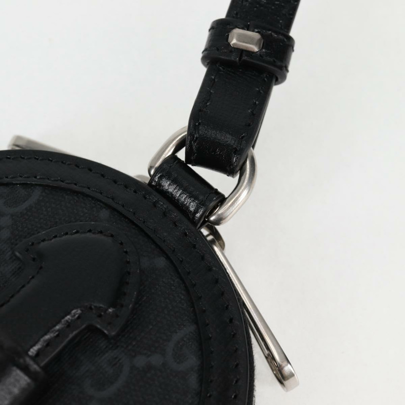 【日本直送】GUCCI GG Supreme 手機支架單肩包 PVC 黑銀 724357 正品 sw385M-15