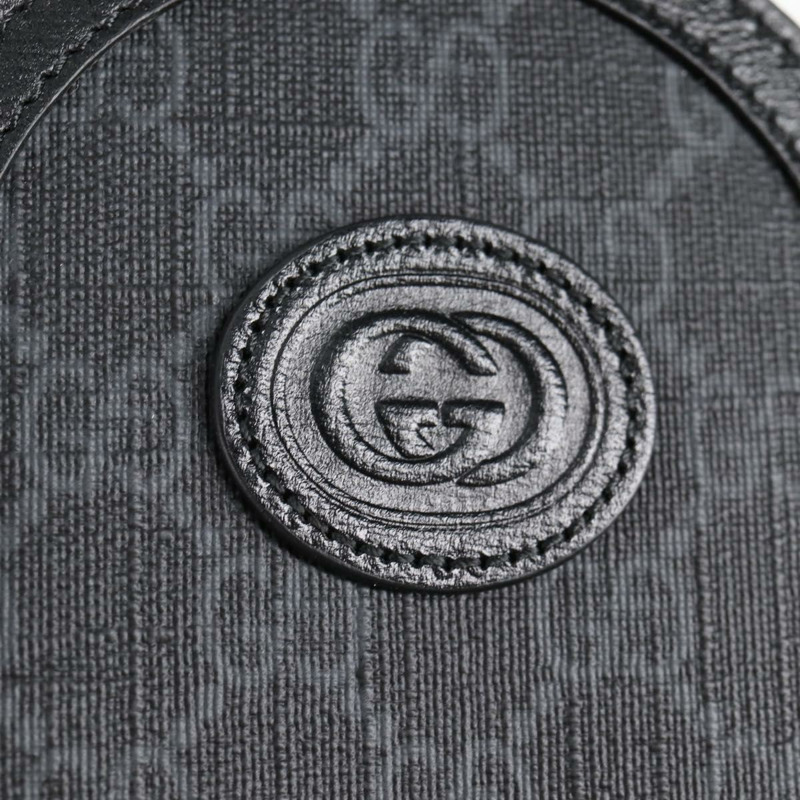 【日本直送】GUCCI GG Supreme 手機支架單肩包 PVC 黑銀 724357 正品 sw385M-22