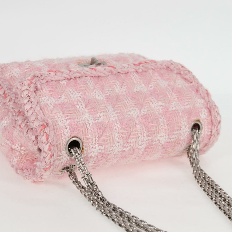 【日本直送】香奈兒 (CHANEL) 鏈條絎縫 23 2.55 肩背包 斜紋軟呢 粉紅色 CC 正品 121623SM-13