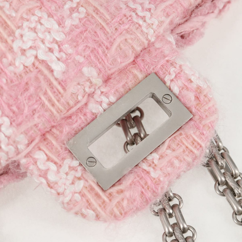 【日本直送】香奈兒 (CHANEL) 鏈條絎縫 23 2.55 肩背包 斜紋軟呢 粉紅色 CC 正品 121623SM-24