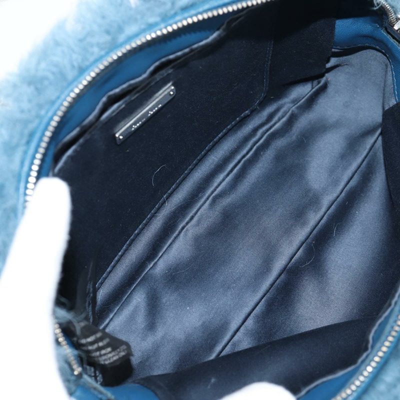 【日本直送】Miu Miu 鏈條單肩包 毛絨 藍色 銀色 5BD046 正品 124300SAM-9