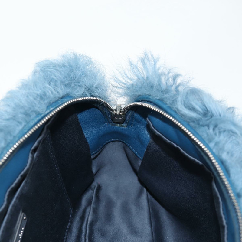 【日本直送】Miu Miu 鏈條單肩包 毛絨 藍色 銀色 5BD046 正品 124300SAM-21