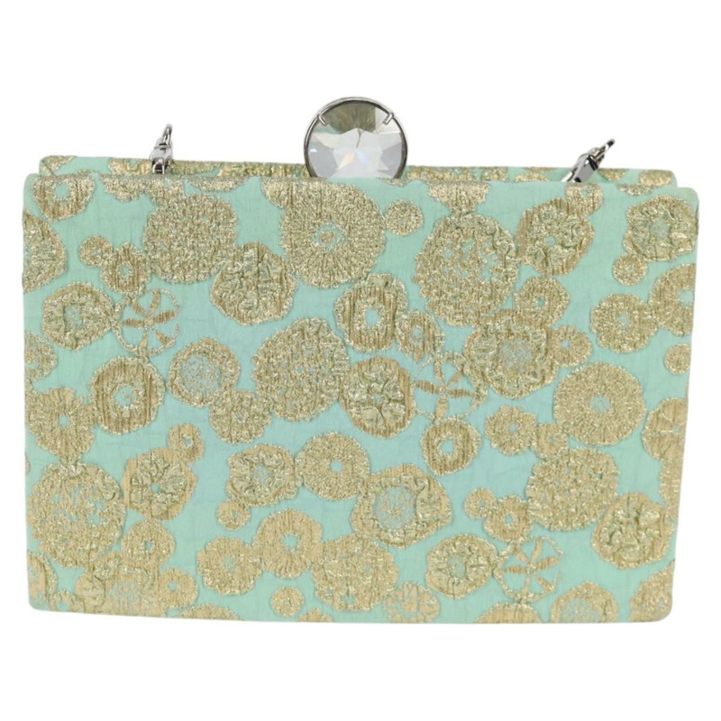 【日本直送】Miu Miu 鏈條單肩包 棉質 淺藍色 銀色 正品 118561SAM-1