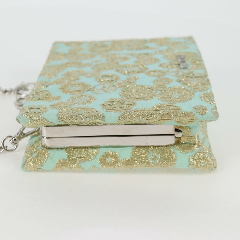 【日本直送】Miu Miu 鏈條單肩包 棉質 淺藍色 銀色 正品 118561SAM-2