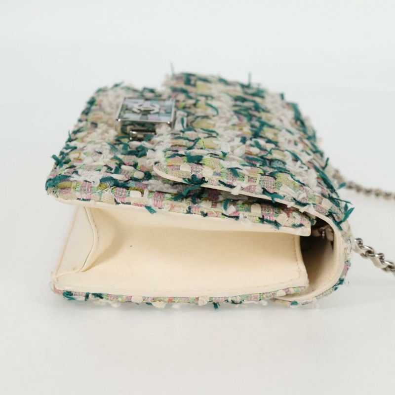 【日本直送】香奈兒鏈條絎縫單肩包 白色斜紋軟呢 CC 標誌 BA2164SAM-3