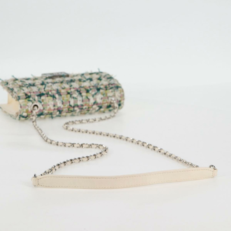 【日本直送】香奈兒鏈條絎縫單肩包 白色斜紋軟呢 CC 標誌 BA2164SAM-6