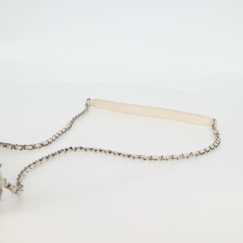 【日本直送】香奈兒鏈條絎縫單肩包 白色斜紋軟呢 CC 標誌 BA2164SAM-13