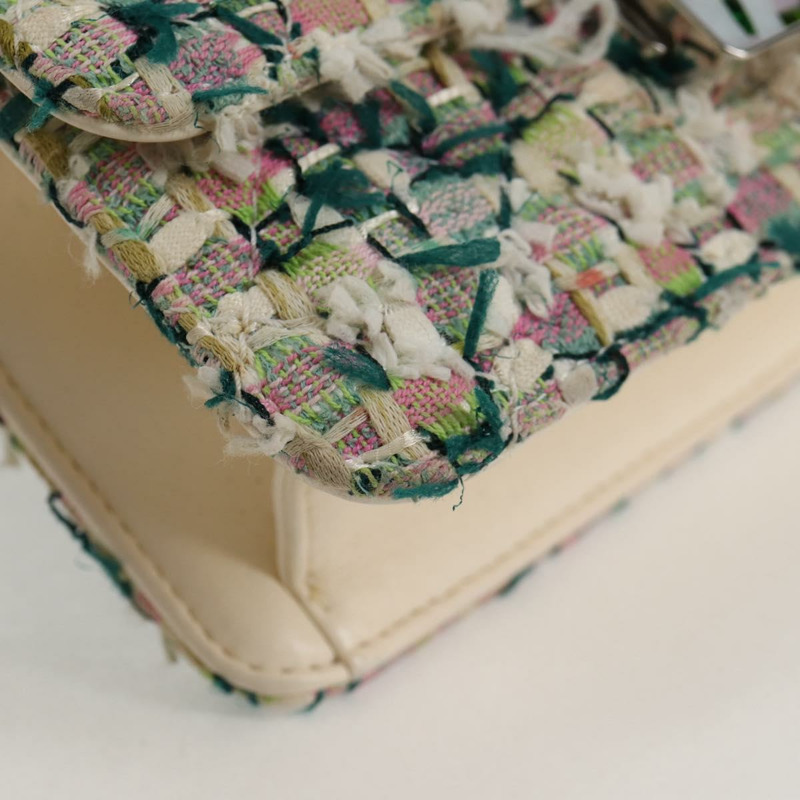 【日本直送】香奈兒鏈條絎縫單肩包 白色斜紋軟呢 CC 標誌 BA2164SAM-14