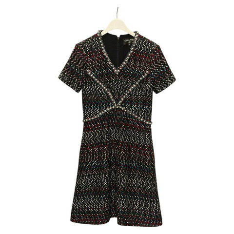 香奈兒 (CHANEL) 海軍藍斜紋軟呢連身衣 CC Auth BA2161M