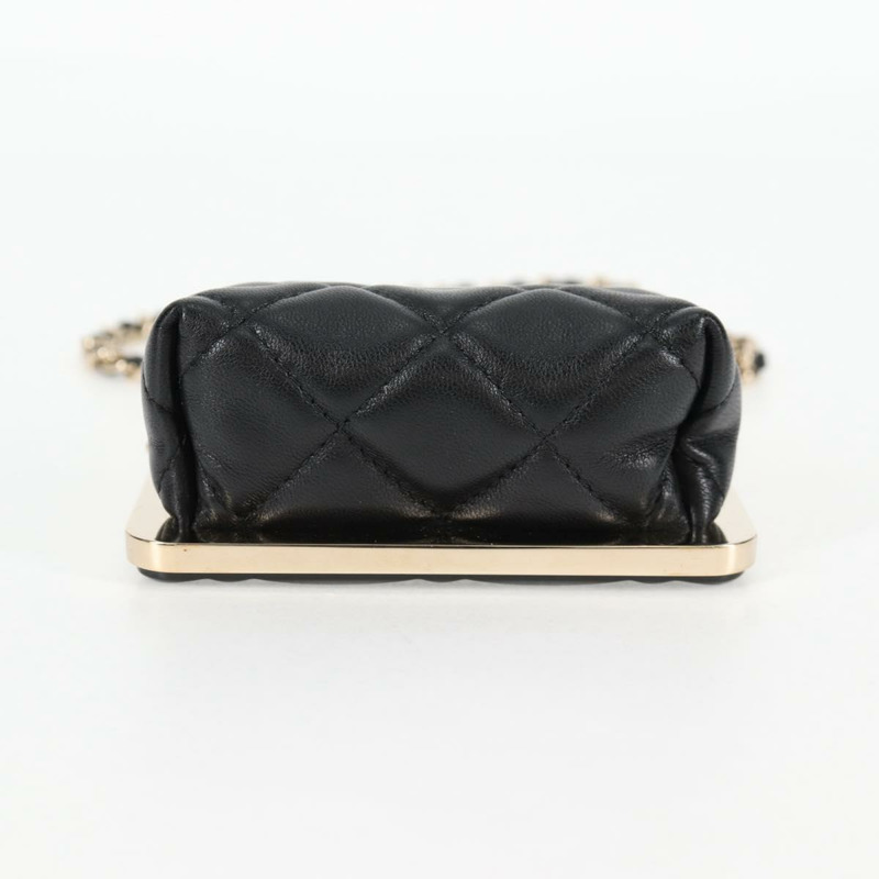 【日本直送】香奈兒 (CHANEL) 絎縫鏈條單肩包，羊皮材質，黑色，金色雙C標誌，正品編號 125435SAM-4