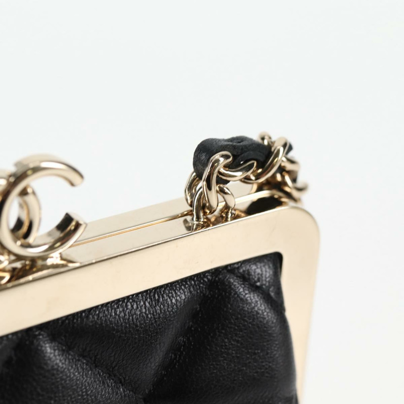【日本直送】香奈兒 (CHANEL) 絎縫鏈條單肩包，羊皮材質，黑色，金色雙C標誌，正品編號 125435SAM-17