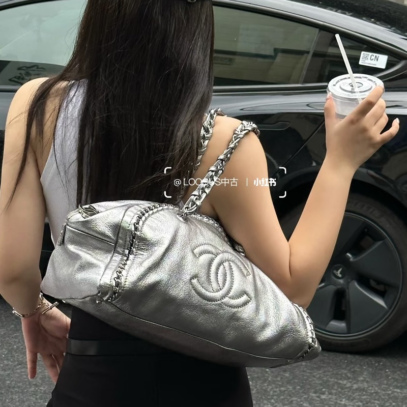 Chanel 波士頓包-香檳金保齡球包-肩背托特包👜🌙機場大包-2