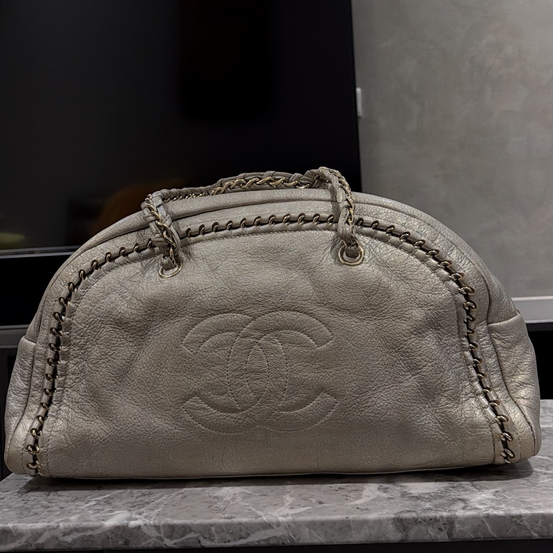 Chanel 波士頓包-香檳金保齡球包-肩背托特包👜🌙機場大包-10