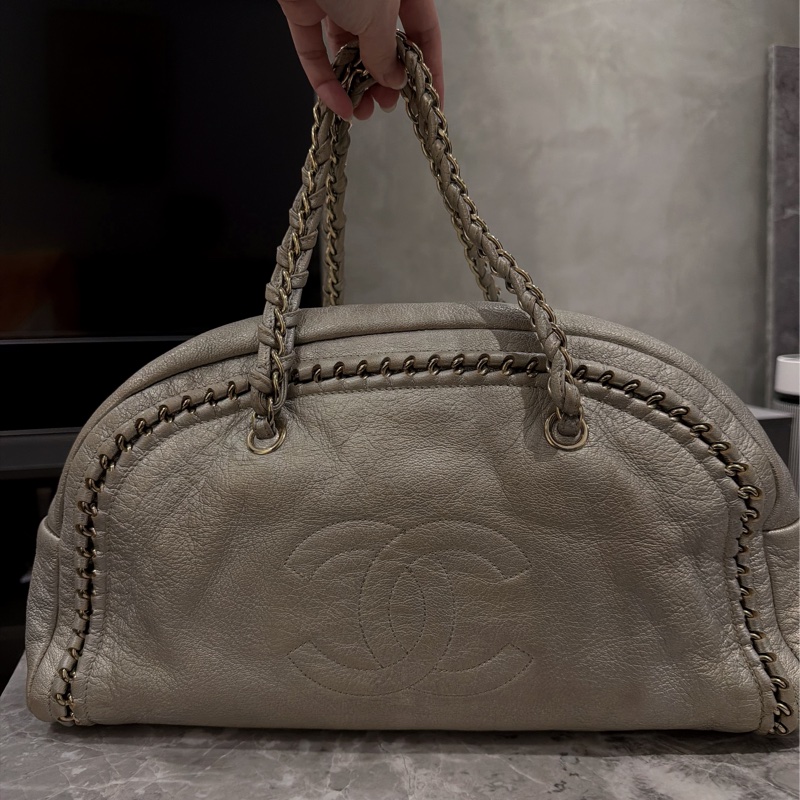 Chanel 波士頓包-香檳金保齡球包-肩背托特包👜🌙機場大包-11