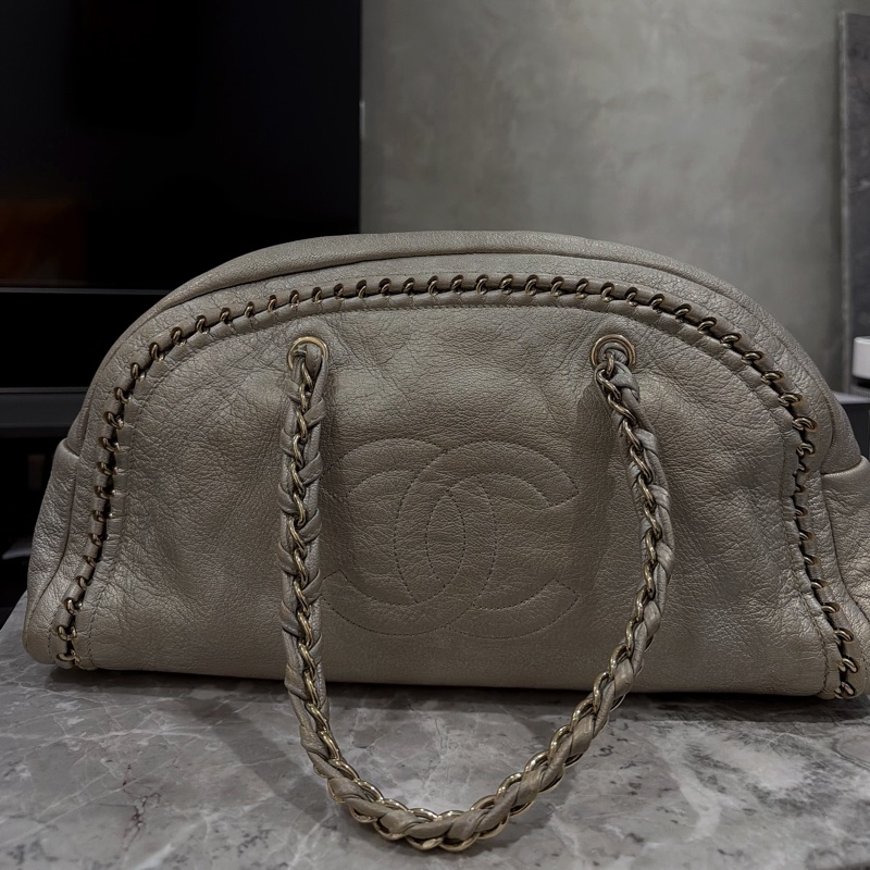 Chanel 波士頓包-香檳金保齡球包-肩背托特包👜🌙機場大包-12