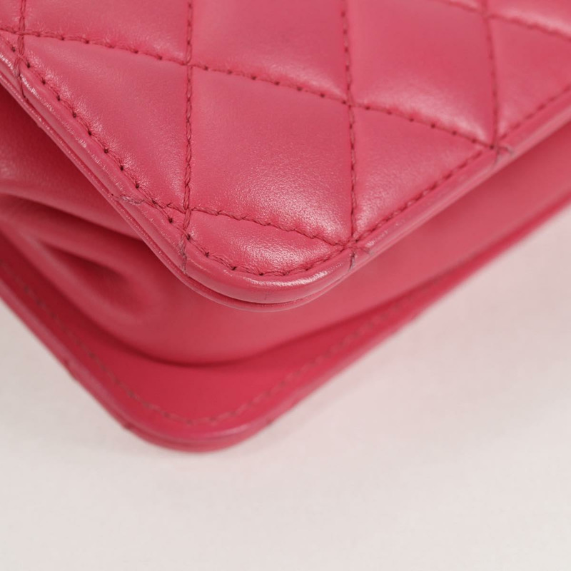 【日本直送】香奈兒 (CHANEL) 絎縫鏈條單肩包，羊皮材質，粉紅色金色雙C標誌，正品編號 125468SAM-8