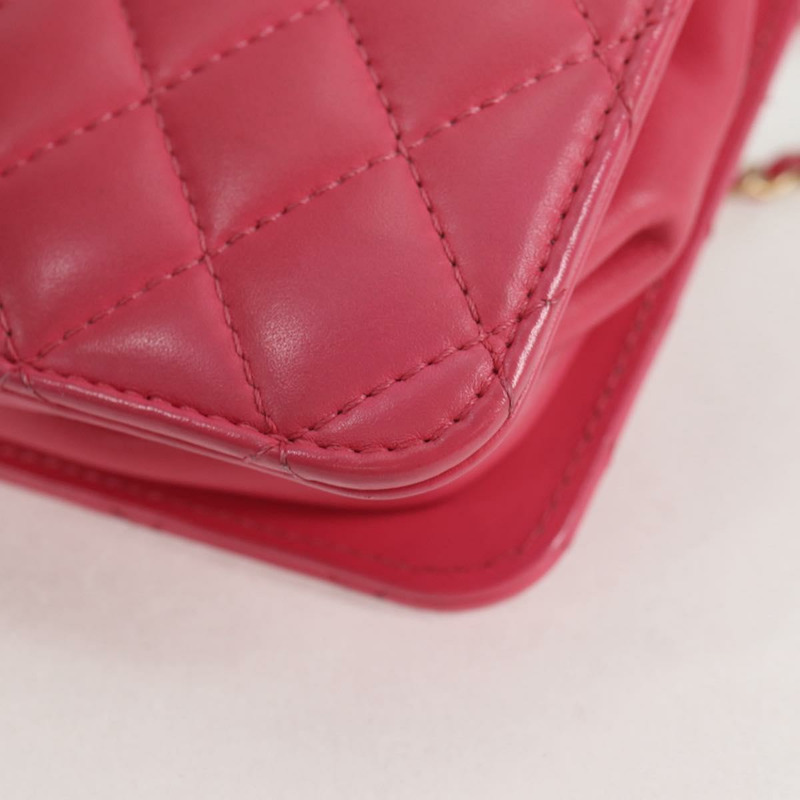 【日本直送】香奈兒 (CHANEL) 絎縫鏈條單肩包，羊皮材質，粉紅色金色雙C標誌，正品編號 125468SAM-16