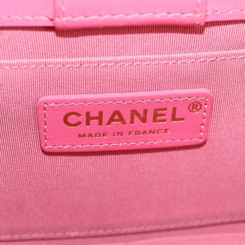 【日本直送】香奈兒 (CHANEL) 絎縫鏈條單肩包，羊皮材質，粉紅色金色雙C標誌，正品編號 125468SAM-19