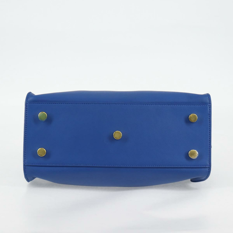 【日本直送】SAINT LAURENT Baby Kabas 手提包 皮革 2way 藍色金色 正品 123590M-4